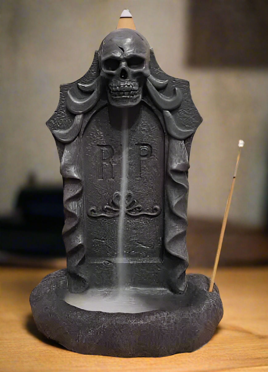 Haunted Tombstone Incense Burner Set